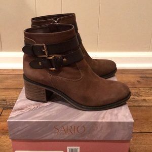 Franco Sarto Desert Khaki Suede Booties